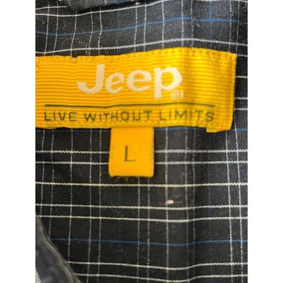 JEEP‎ Logo Chrysler Shirt Men's L Blue/gray Long Sleeve Plaid Button Down Large - Picture 6 of 11
